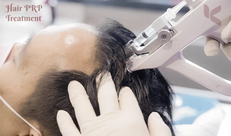 photo display a person having their hair cut with a cutter before plasma PRP hair treatment .