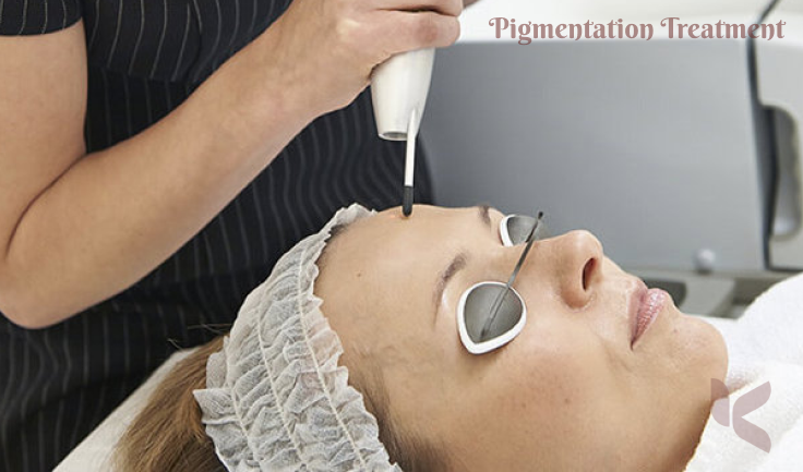 A woman receiving Safe and healthy laser hair treatment service at a saloon